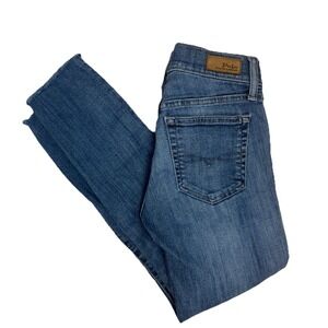 Polo Ralph Lauren Sz 25 Blue The Tompkins Skinny Crop Distressed Jeans Low Rise